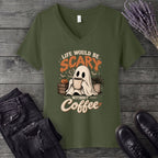 Life Would Be Scary Without Coffee V-Neck T-Shirt