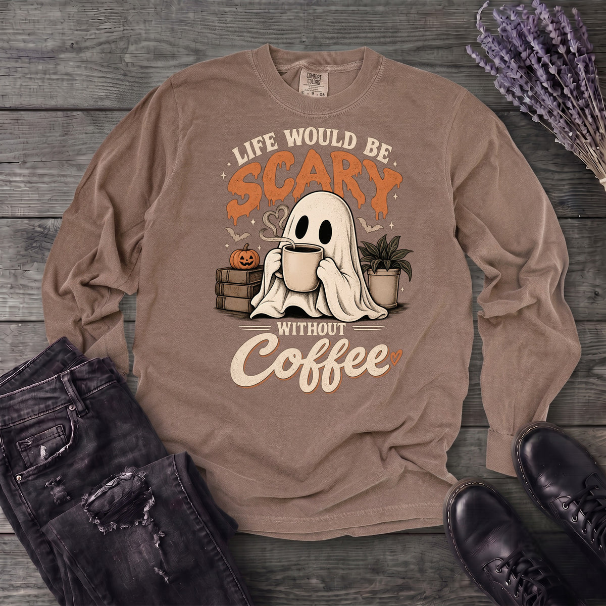 Life Would Be Scary Without Coffee Long Sleeve T-Shirt