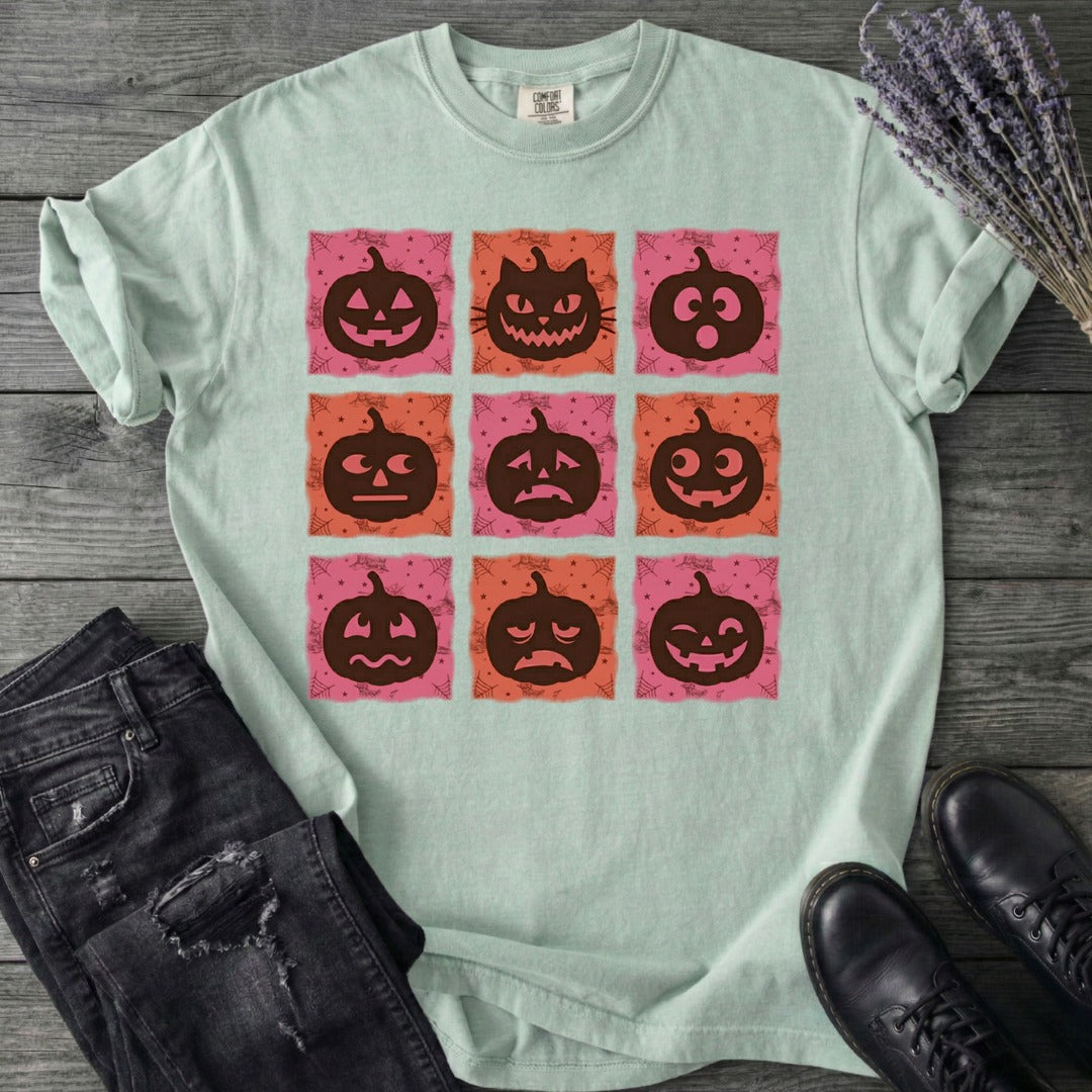 Pumpkin Faces Grid T-Shirt