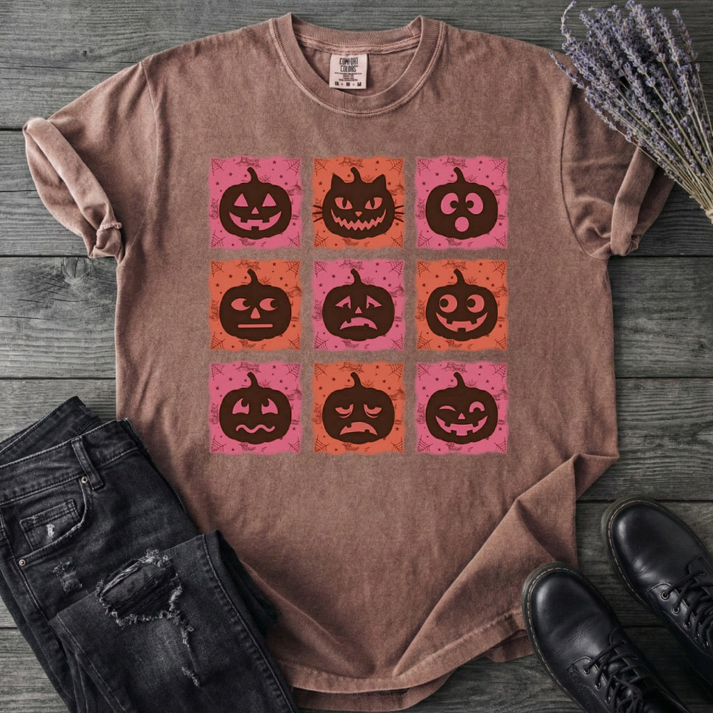 Pumpkin Faces Grid T-Shirt