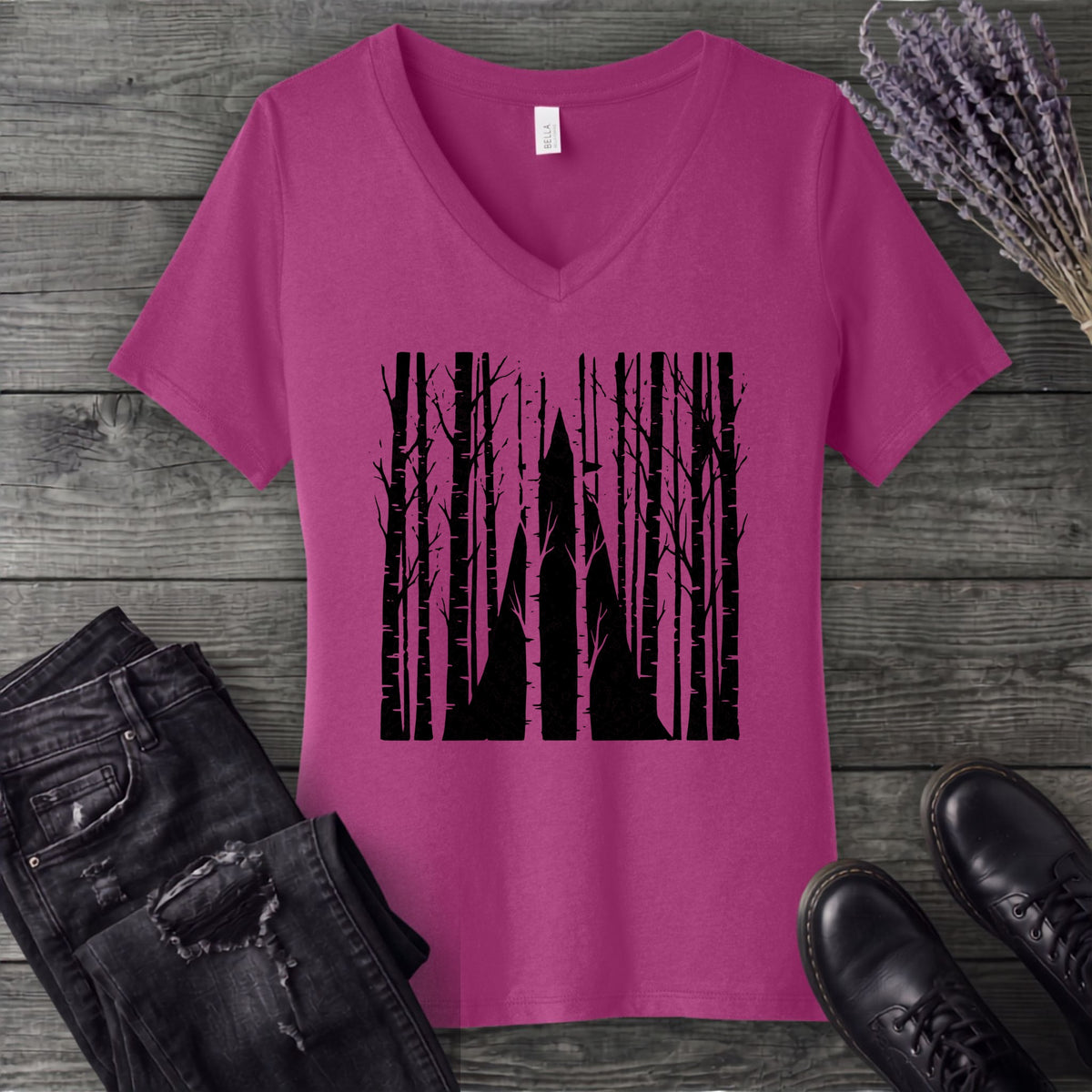 Witch Among The Trees V-Neck T-Shirt