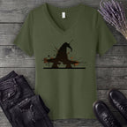 Ink Splatter Grunge Witch V-Neck T-Shirt