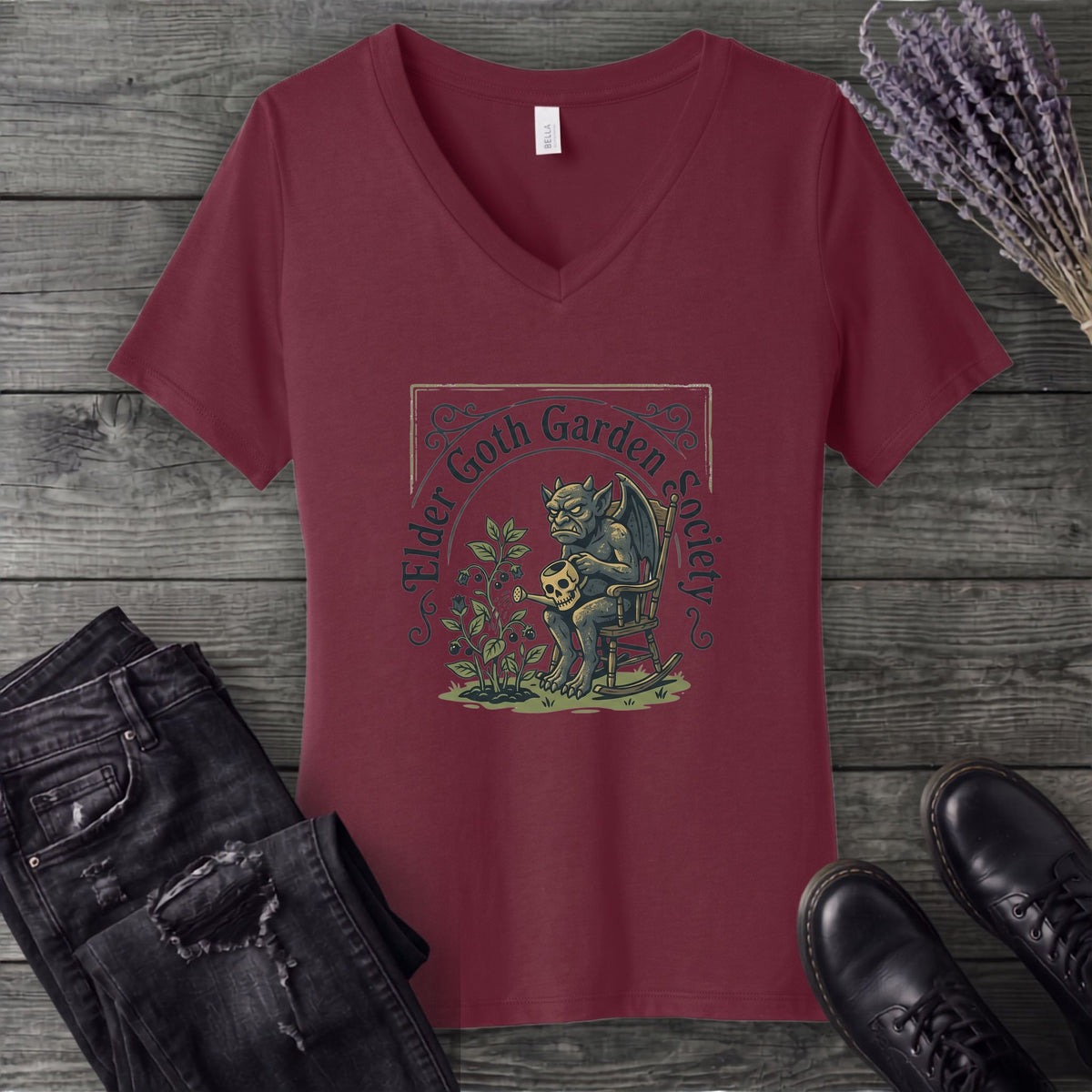 Elder Goth Garden Society V-Neck T-Shirt