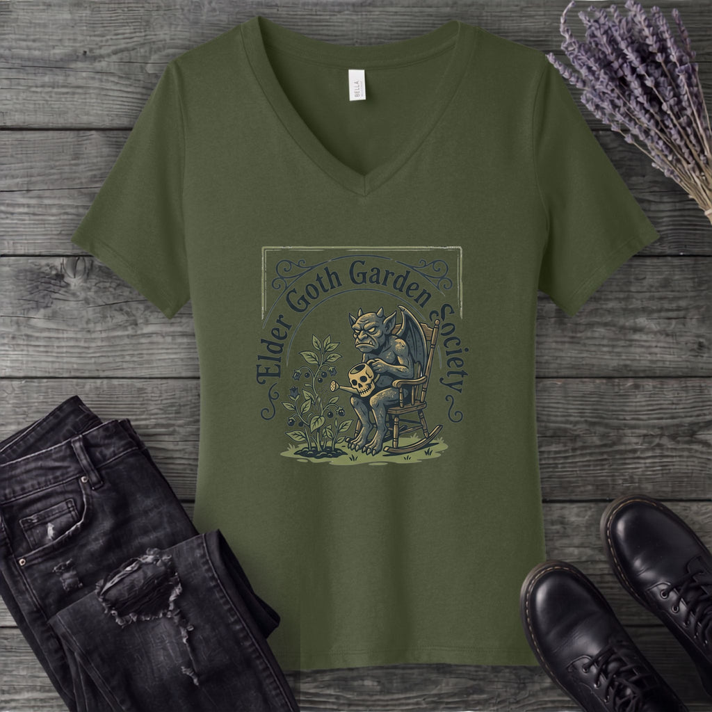 Elder Goth Garden Society V-Neck T-Shirt