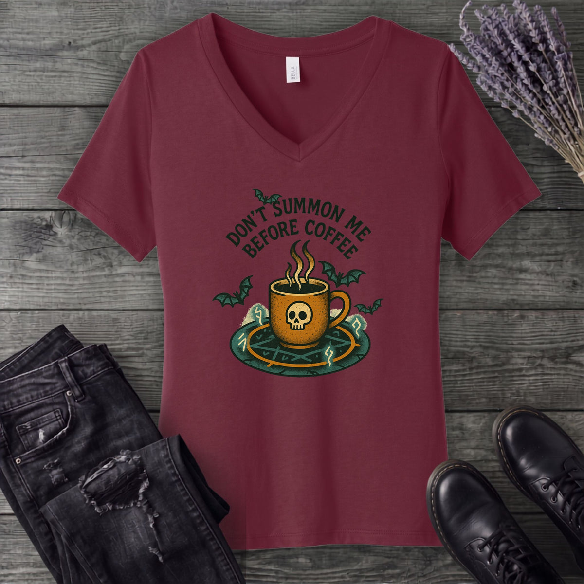 Dont Summon Me Before Coffee V-Neck T-Shirt