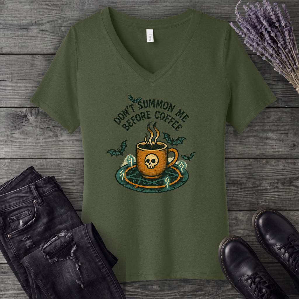 Dont Summon Me Before Coffee V-Neck T-Shirt