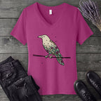 Crow Roses Silhouette V-Neck T-Shirt