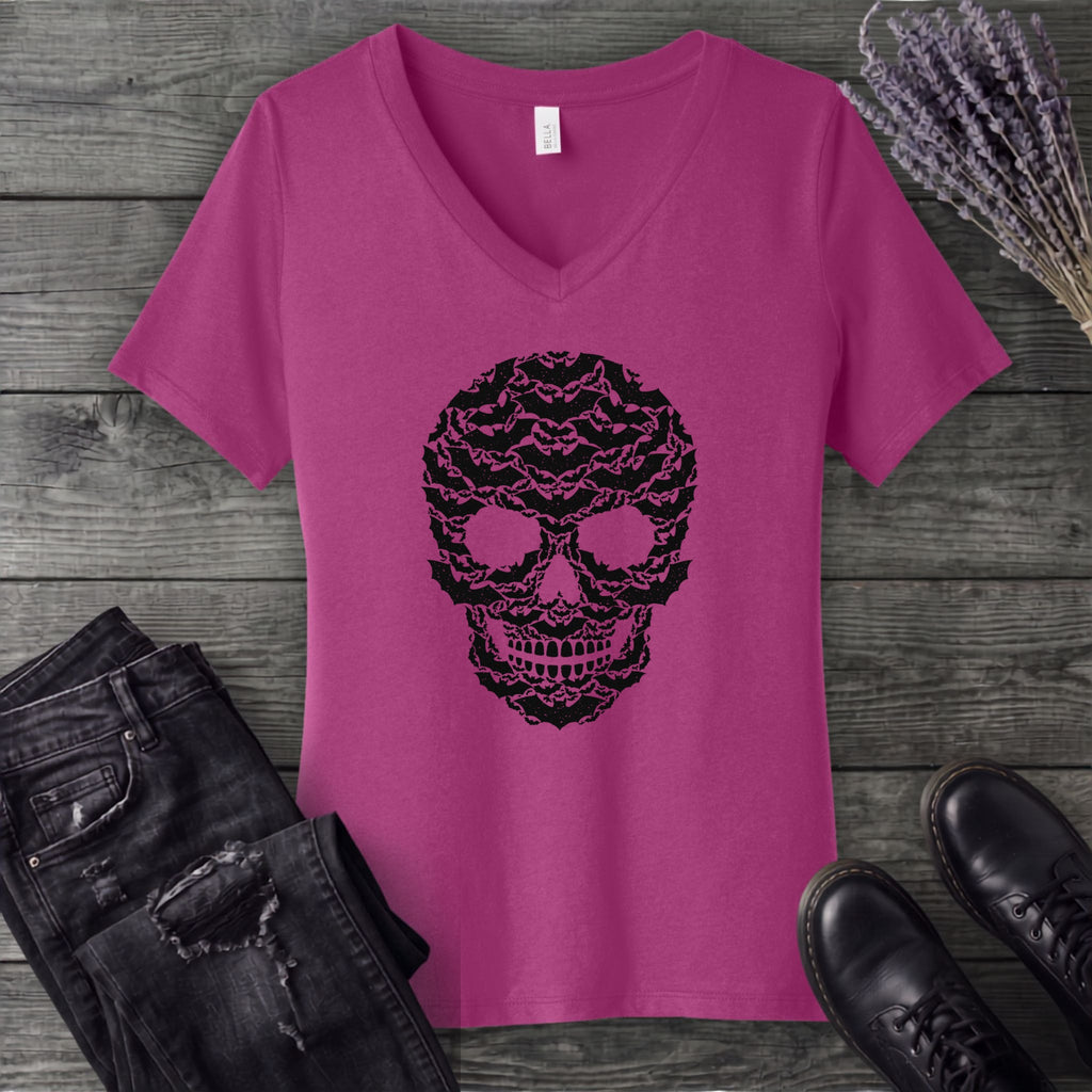 skull of bats V-Neck T-Shirt
