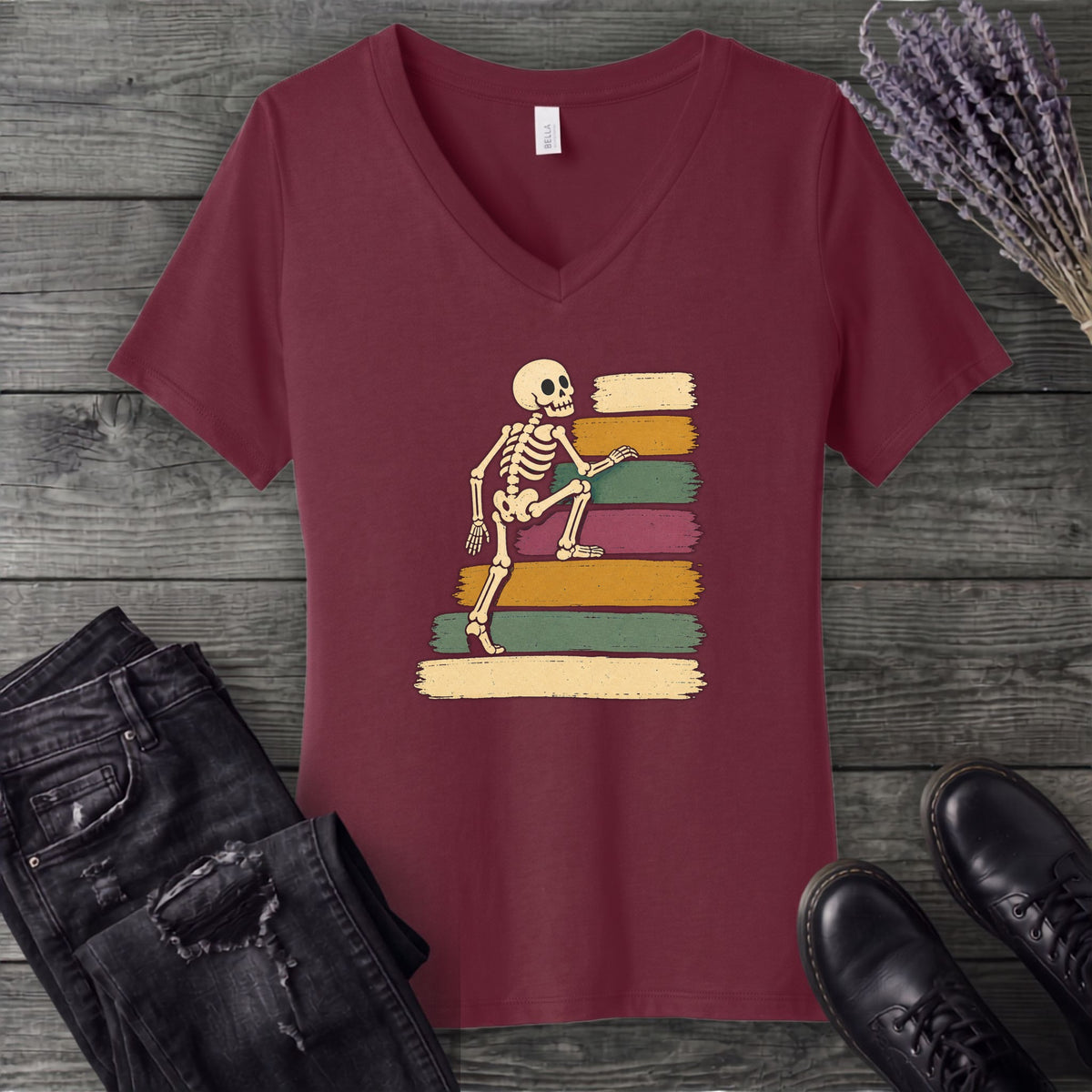 Climbing Stripes V-Neck T-Shirt