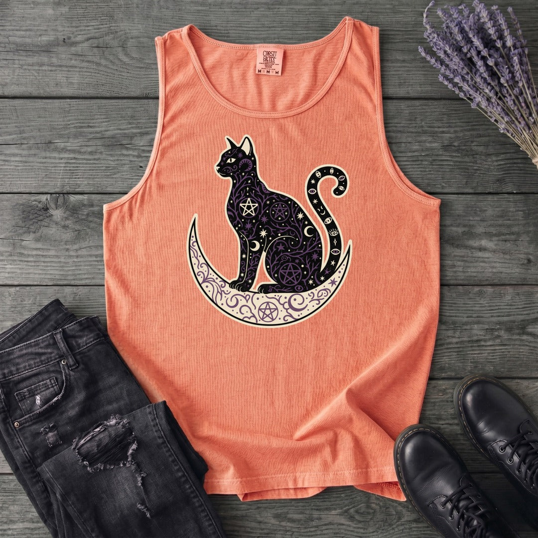 Celestial Cat Silhouette Tank Top