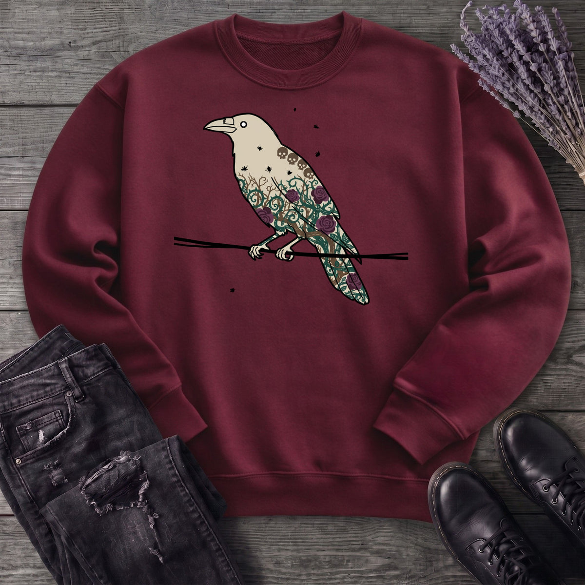 Crow Roses Silhouette Sweatshirt