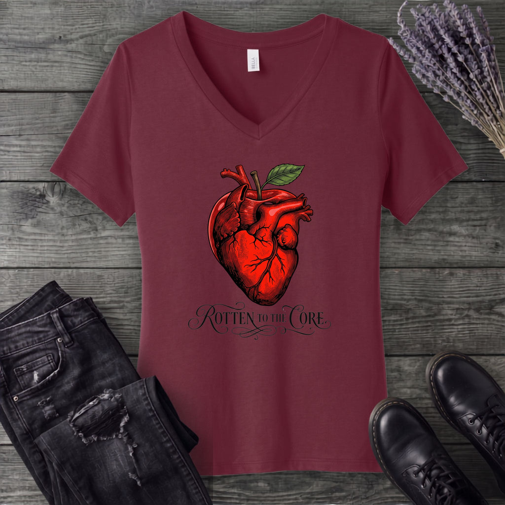 Rotten To The Core Anatomical Apple V-Neck T-Shirt