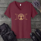 Tree Of Life Moon Goddess V-Neck T-Shirt