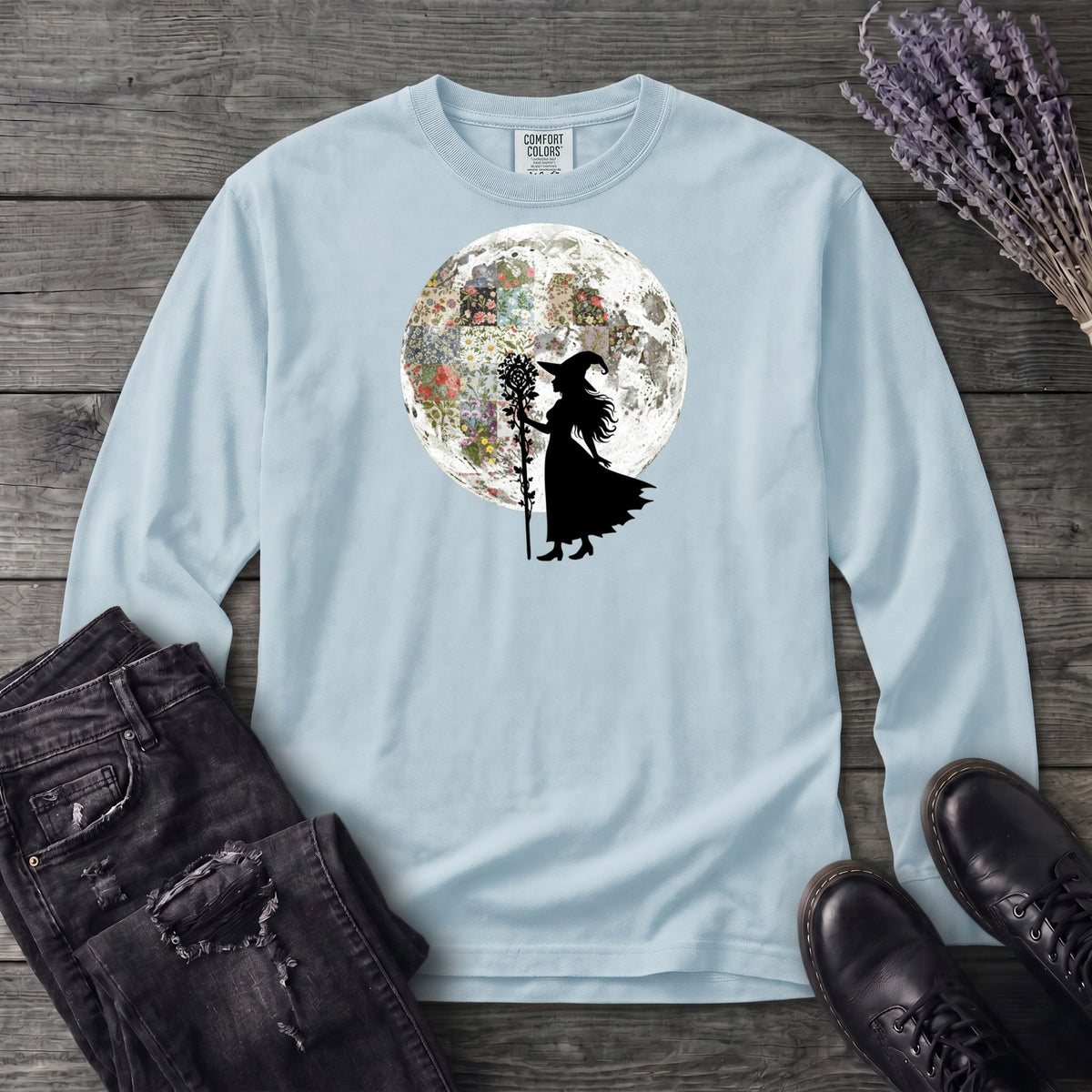 Quilt Moon Witch Long Sleeve T-Shirt