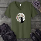 Quilt Moon Witch V-Neck T-Shirt