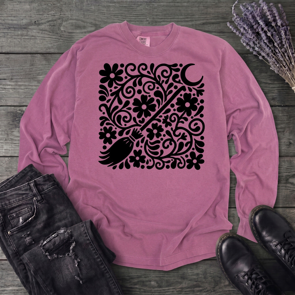 Witch's Broom Floral Long Sleeve T-Shirt