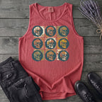 grunge skull floral grid Tank Top