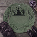 Haunted House Silhouette Long Sleeve T-Shirt