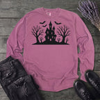 Haunted House Silhouette Long Sleeve T-Shirt