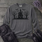 Haunted House Silhouette Long Sleeve T-Shirt