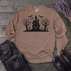 Haunted House Silhouette Long Sleeve T-Shirt