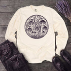 Linocut Mushroom Circle Long Sleeve T-Shirt