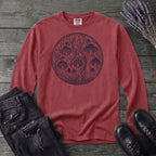 Linocut Mushroom Circle Long Sleeve T-Shirt