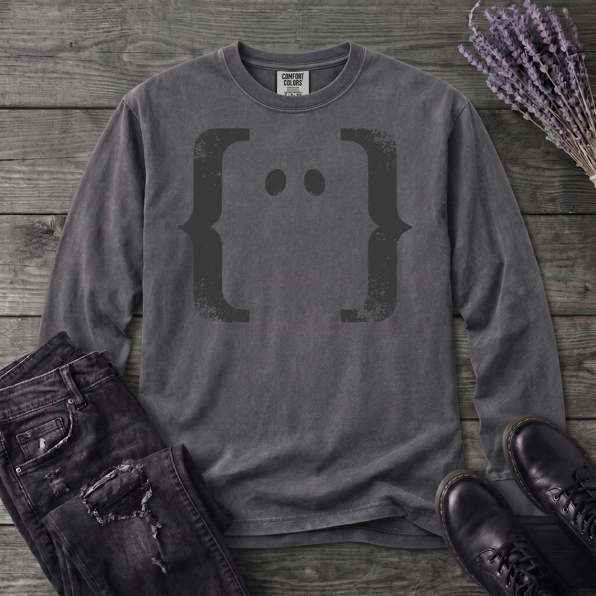 Negative Space Ghost Long Sleeve T-Shirt