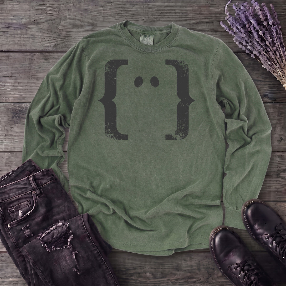 Negative Space Ghost Long Sleeve T-Shirt
