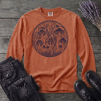 Linocut Mushroom Circle Long Sleeve T-Shirt