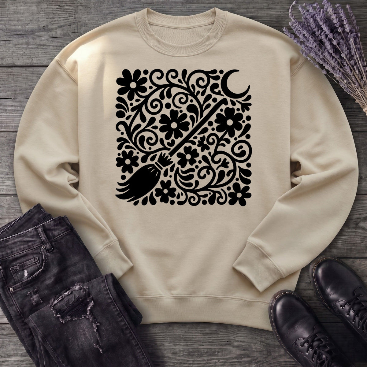 Witch's Broom Floral Sweatshirt