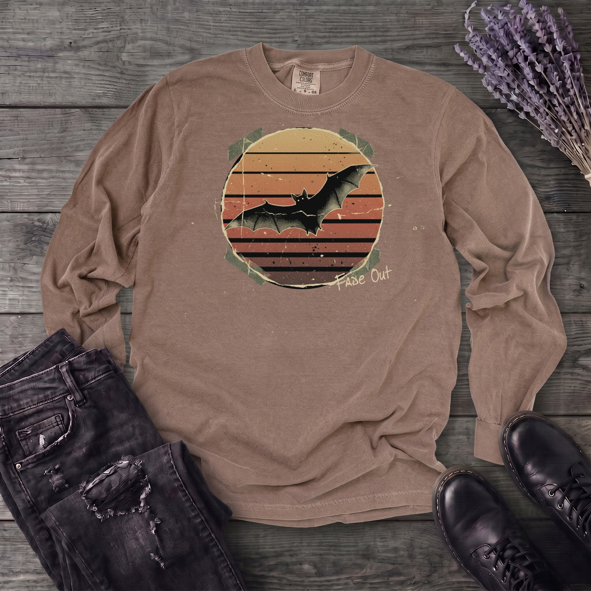fade out grunge bat Long Sleeve T-Shirt
