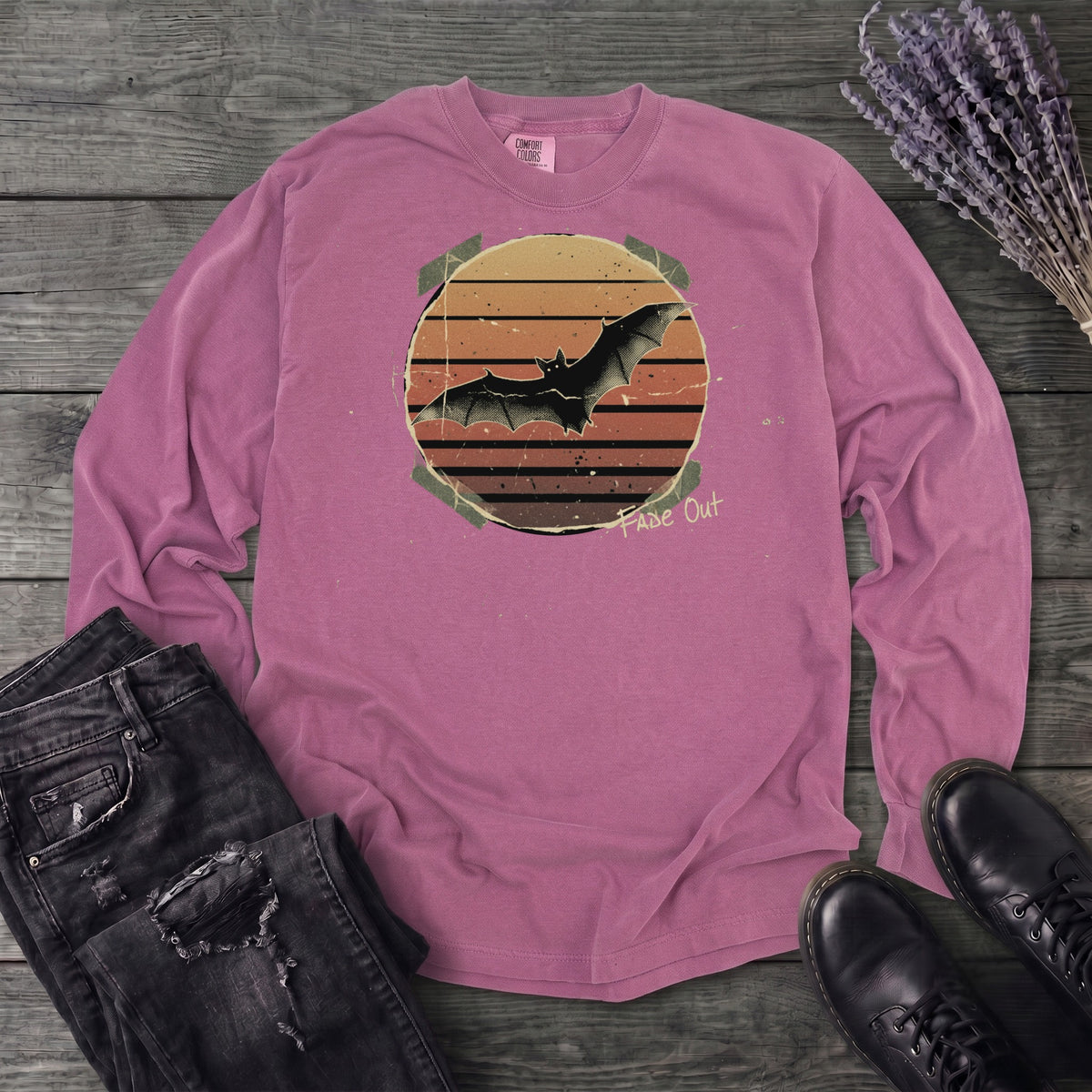 fade out grunge bat Long Sleeve T-Shirt