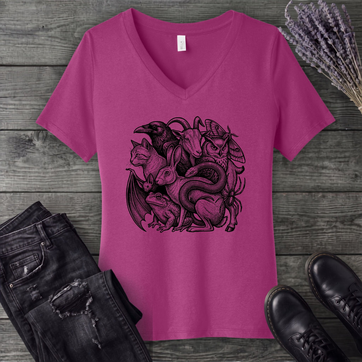 familiar collage stack V-Neck T-Shirt
