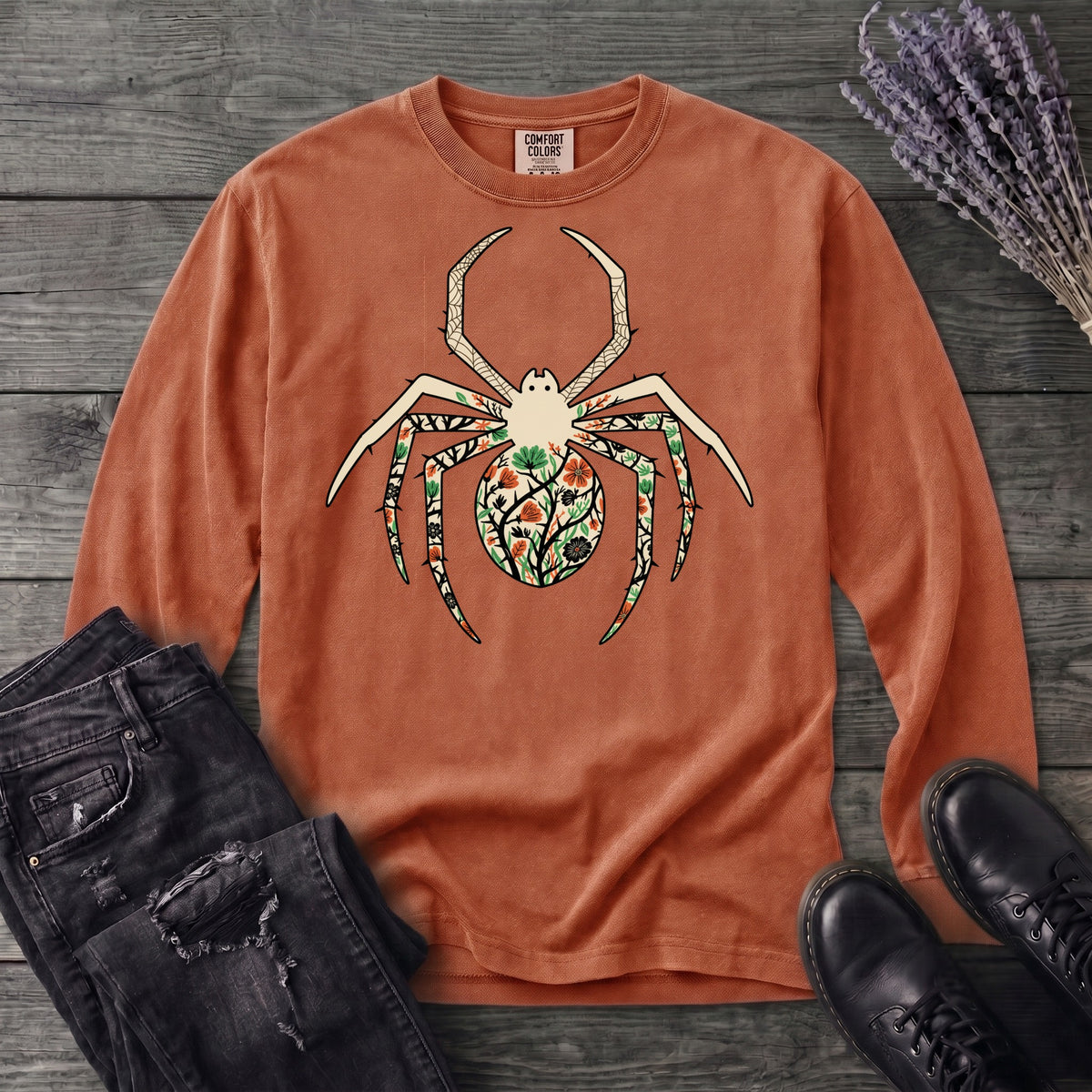 boho floral spider Long Sleeve T-Shirt