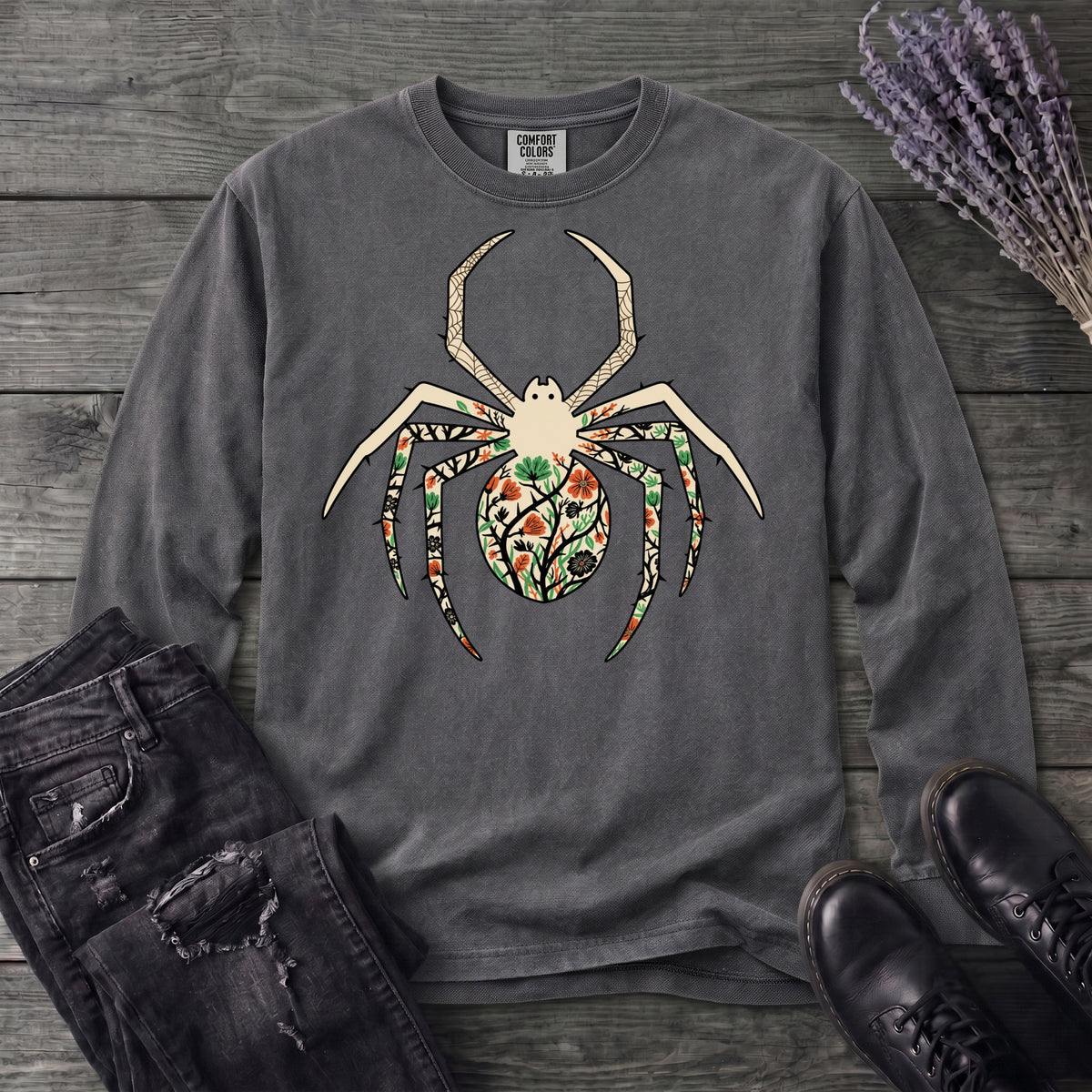 boho floral spider Long Sleeve T-Shirt
