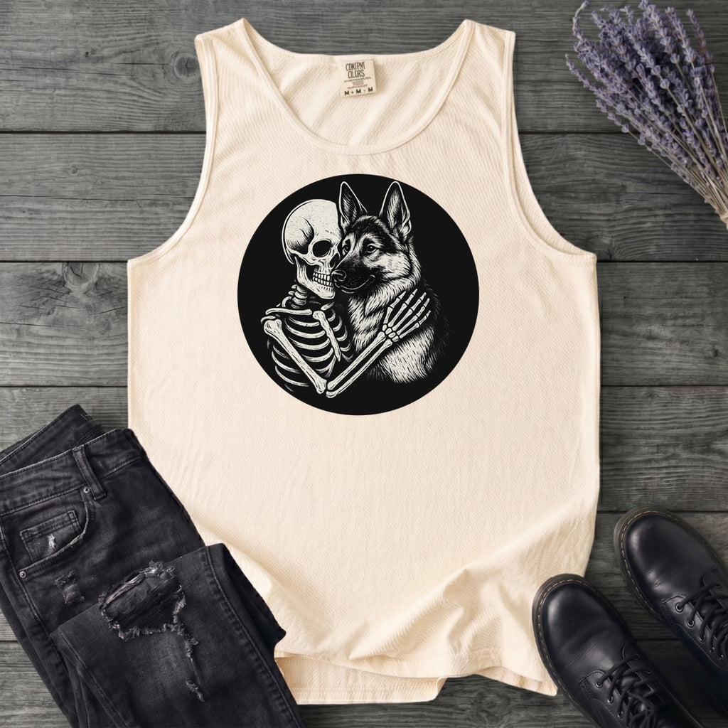 Skeleton German Shepherd Hug Tank Top