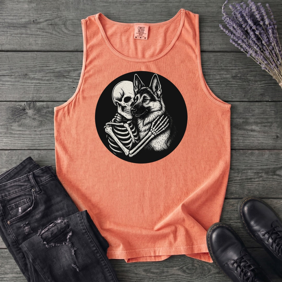 Skeleton German Shepherd Hug Tank Top