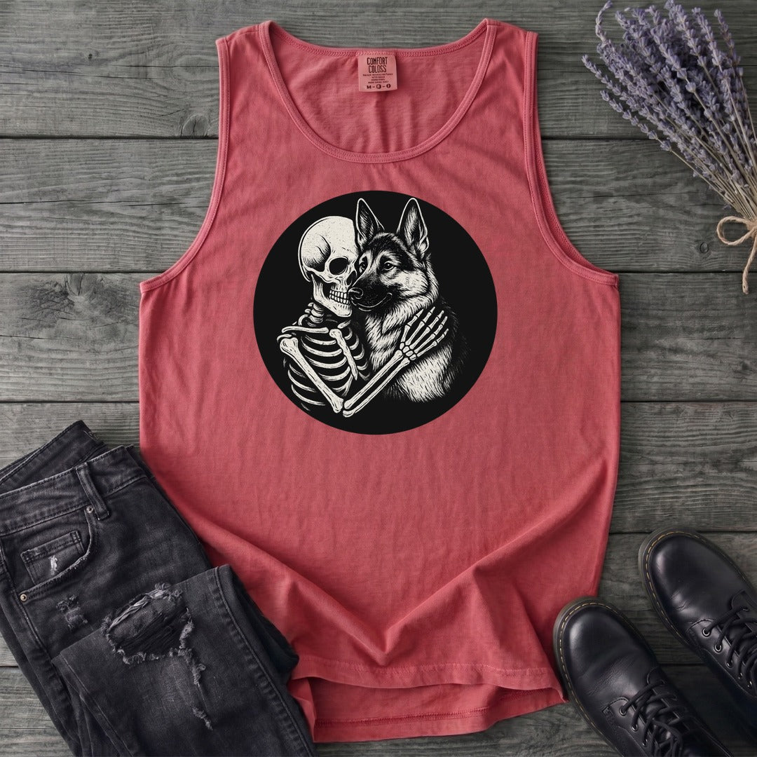 Skeleton German Shepherd Hug Tank Top