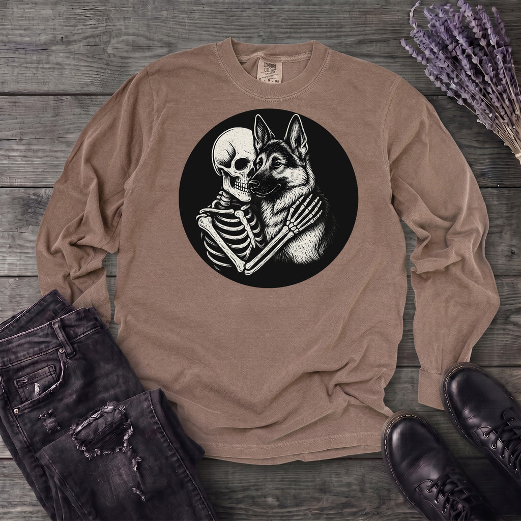 Skeleton German Shepherd Hug Long Sleeve T-Shirt