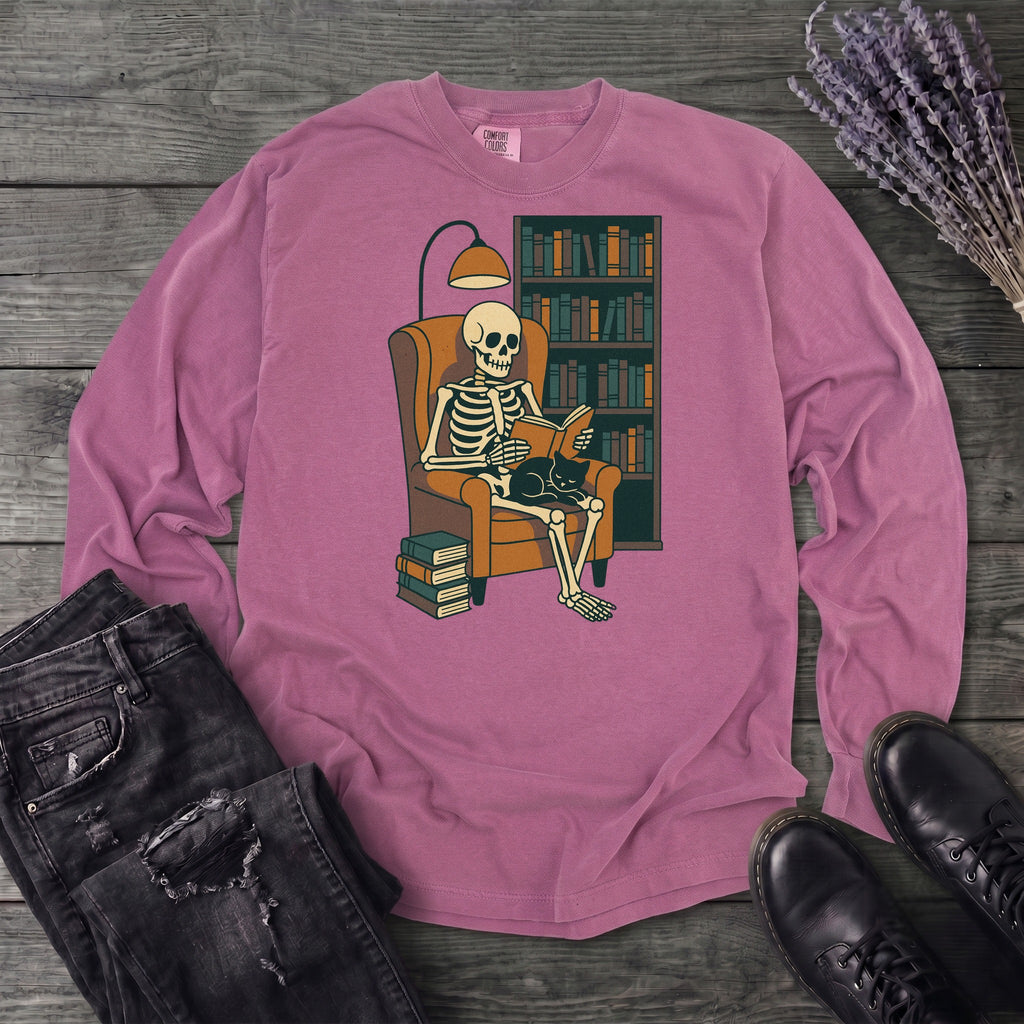 Reading Nook Skeleton Long Sleeve T-Shirt