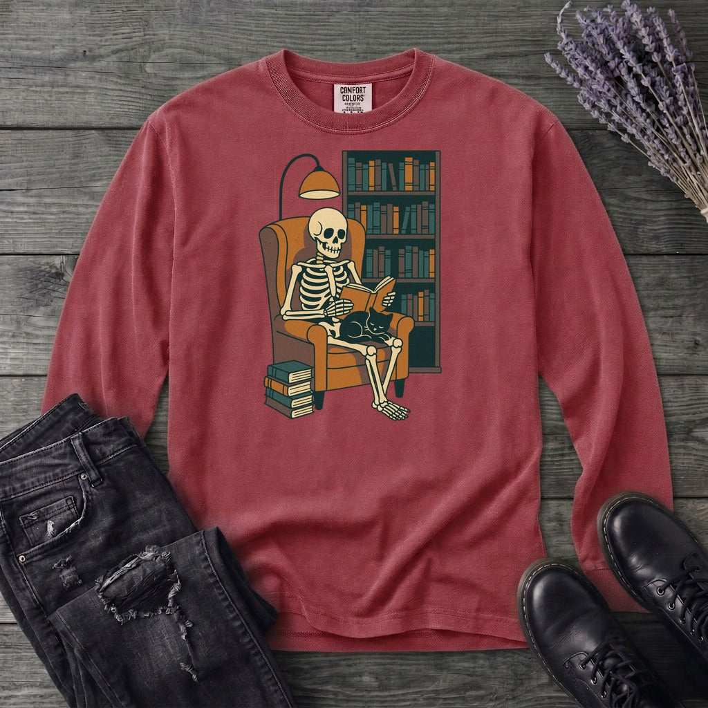 Reading Nook Skeleton Long Sleeve T-Shirt