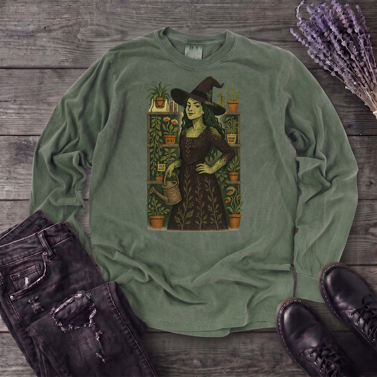 Green Garden Witch Long Sleeve T-Shirt