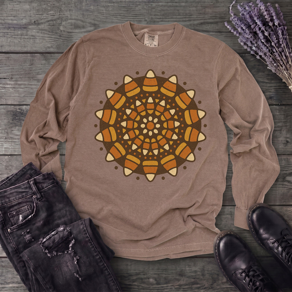 Candy Corn Mandala Long Sleeve T-Shirt