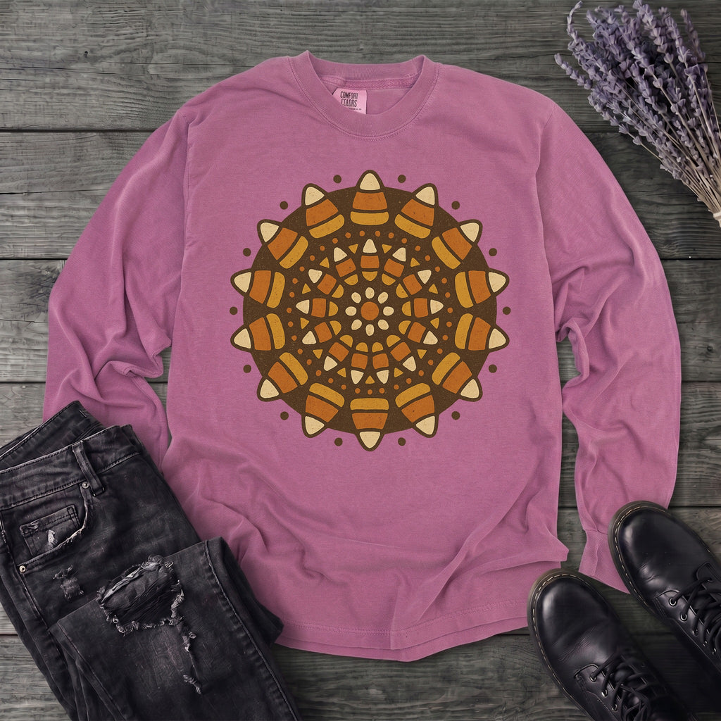 Candy Corn Mandala Long Sleeve T-Shirt