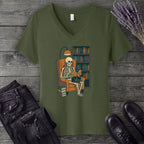 Reading Nook Skeleton V-Neck T-Shirt
