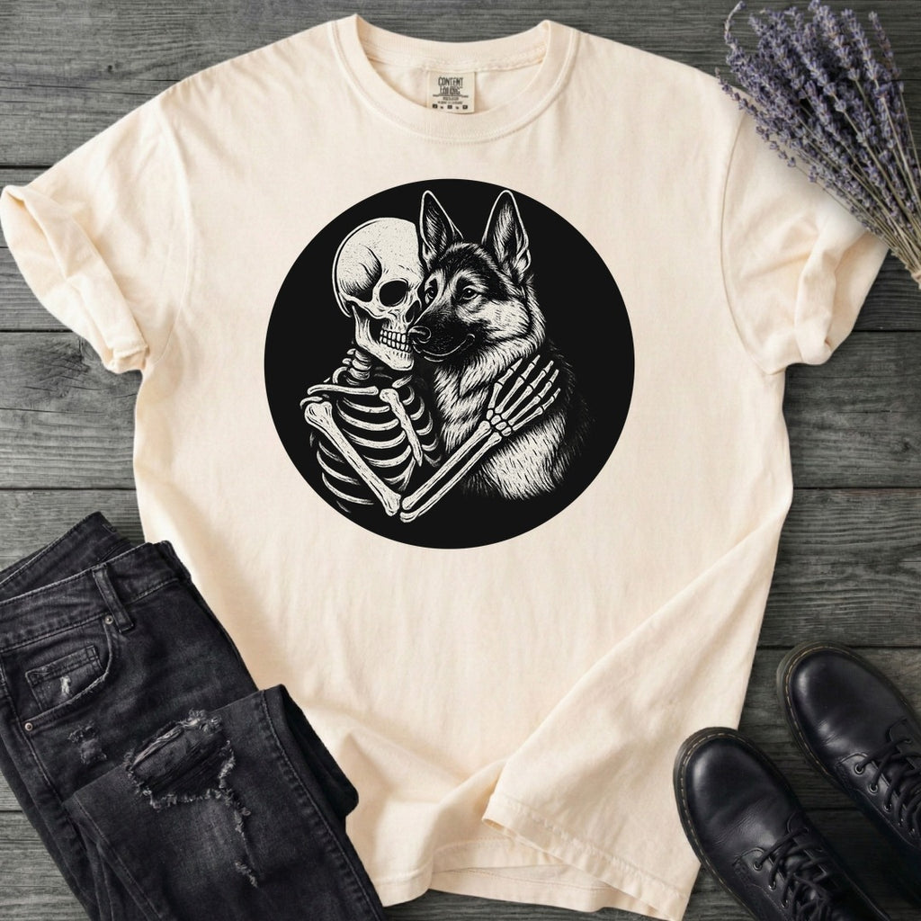 Skeleton German Shepherd Hug T-Shirt