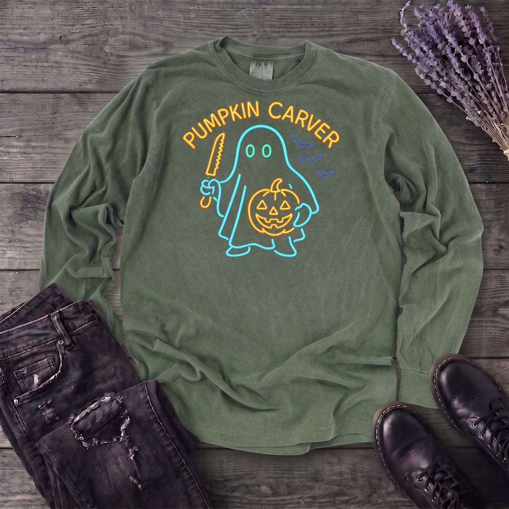 Neon Pumpkin Carver Long Sleeve T-Shirt