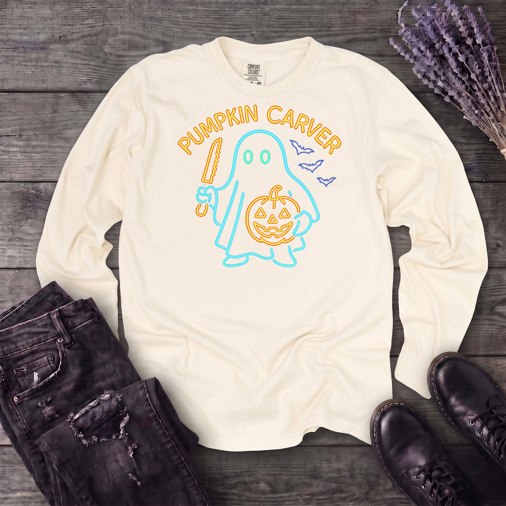 Neon Pumpkin Carver Long Sleeve T-Shirt