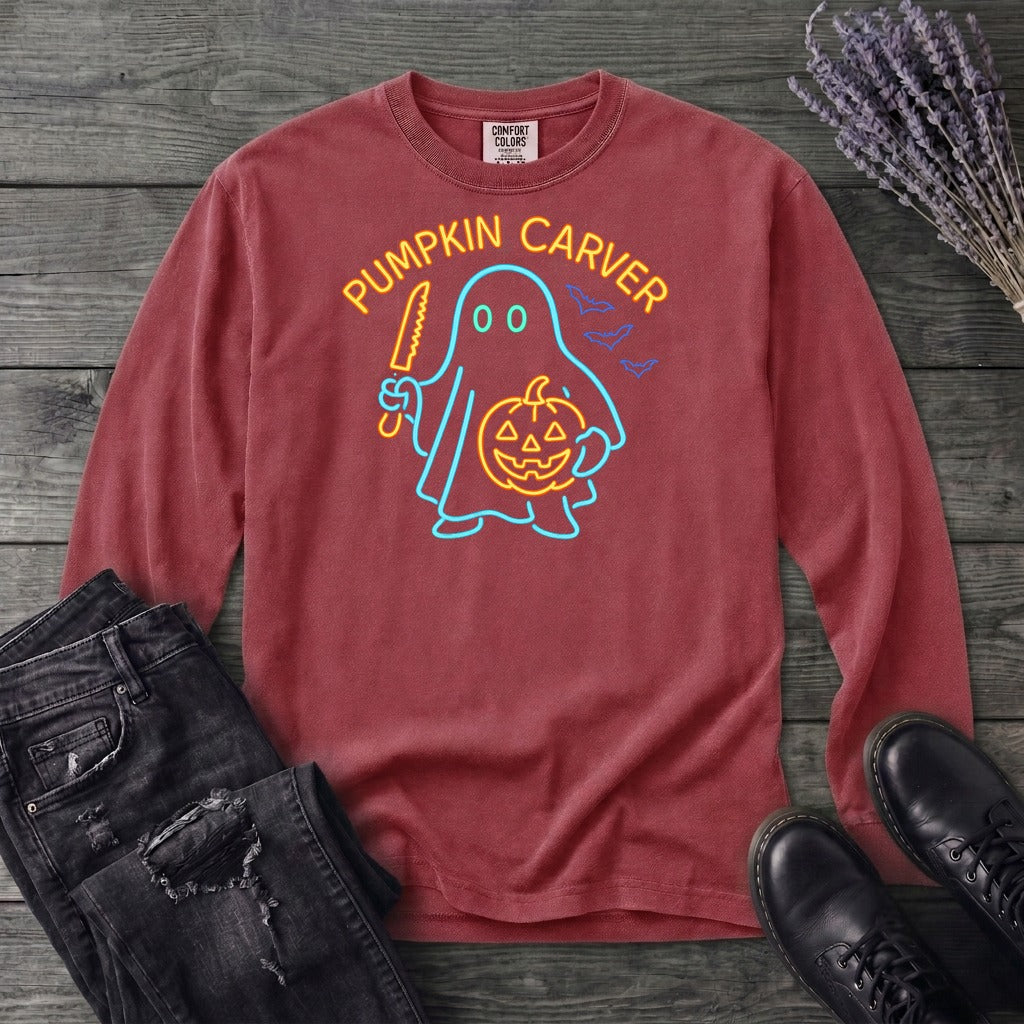 Neon Pumpkin Carver Long Sleeve T-Shirt
